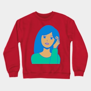 Blue haired girl Crewneck Sweatshirt